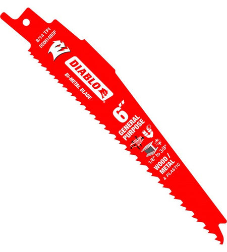 Diablo DS0614BGP5 6 in. Bi-Metal Recip Blade for Nail-Embedded Wood, Metal, and Plastic (5-Pack)