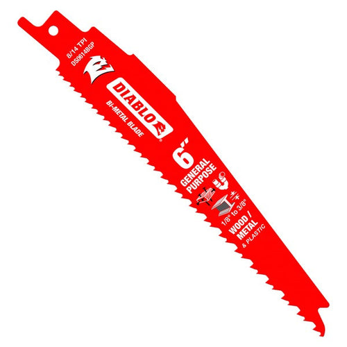 Load image into Gallery viewer, Diablo DS0614BGP5 6 in. Bi-Metal Recip Blade for Nail-Embedded Wood, Metal, and Plastic (5-Pack)
