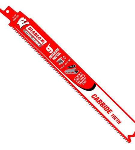 Diablo DS0910CF3 9 in. Steel Demon Carbide Recip Blades for Medium Metal (1/16 in. - 5/16 in.) Cutting (3-Pack)