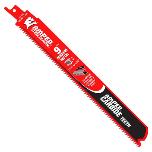 Load image into Gallery viewer, Diablo DS0910CFA3 Diablo 9 in. 10 TPI Steel Demon® Amped™ Medium Metal Carbide Reciprocating Saw Blade (3-Pack)
