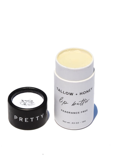 Load image into Gallery viewer, Fragrance Free Tallow + Honey Lip Butter in Eco-Friendly Travel Tubes
