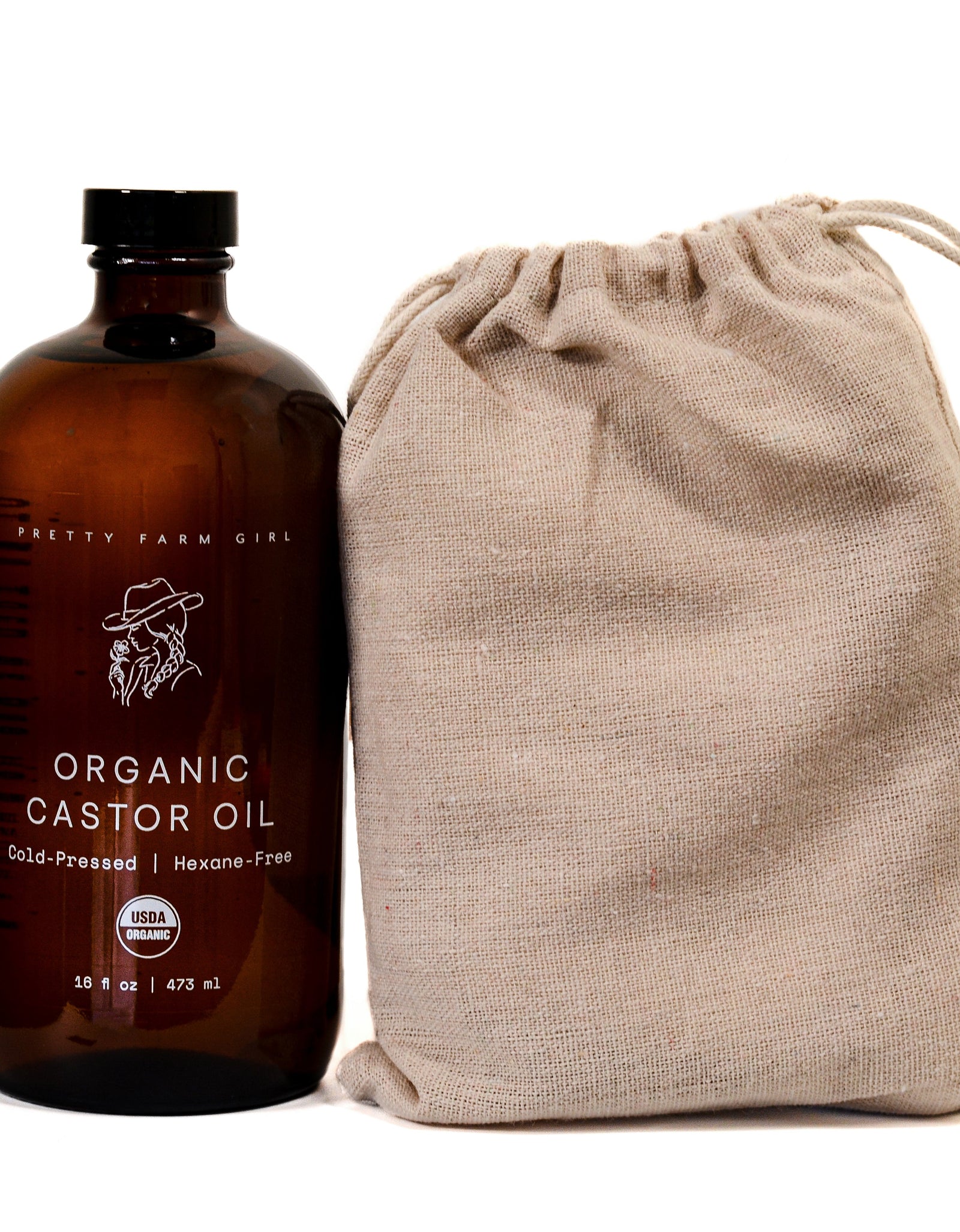 Organic Pure Castor Oil + Cloth Pack Bundle