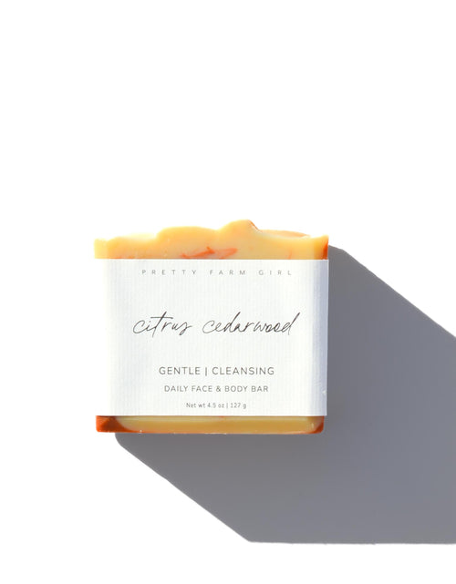 Load image into Gallery viewer, Citrus Cedarwood Handmade Tallow and Goat Milk Soap Bar
