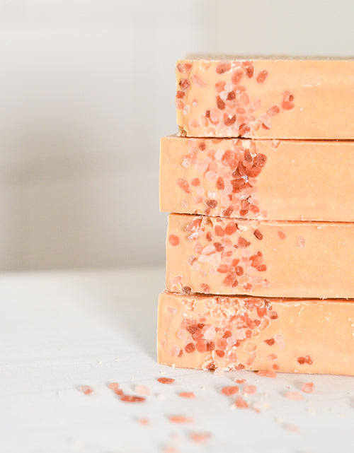 Load image into Gallery viewer, Pink Salt + Grapefruit Cleansing Bar Handmade Tallow and Goat Milk Soap Bar
