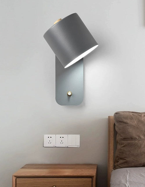 Load image into Gallery viewer, Nordic bedroom bedside lamp wall lamp study dining room corridor with switch wall lamp macaron LED minimalist wall lamp
