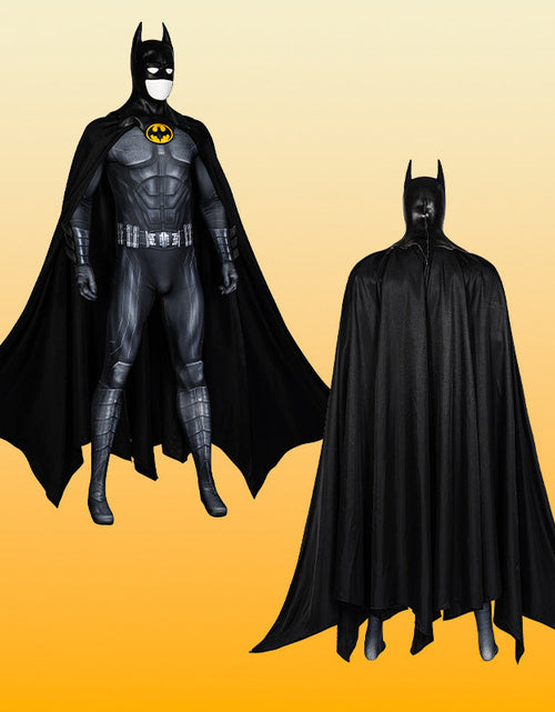 Load image into Gallery viewer, Hero Armor Outfit Michael Keaton Bruce Cosplay Costume Black Leather Jumpsuit Boots Cowl Full Set Halloween Suit Custom

