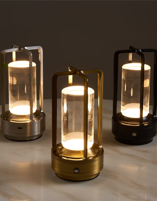 Load image into Gallery viewer, Crystal table lamp cross bedside desk bar atmosphere restaurant home touch charging USB night light
