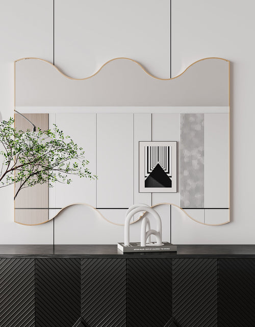 Load image into Gallery viewer, Wall Mirror 30x35 Inch Black Rectangular Mirror with 2 Wavy Sides Metal Framed Mirror Vanity Mirror Dressing Mirror
