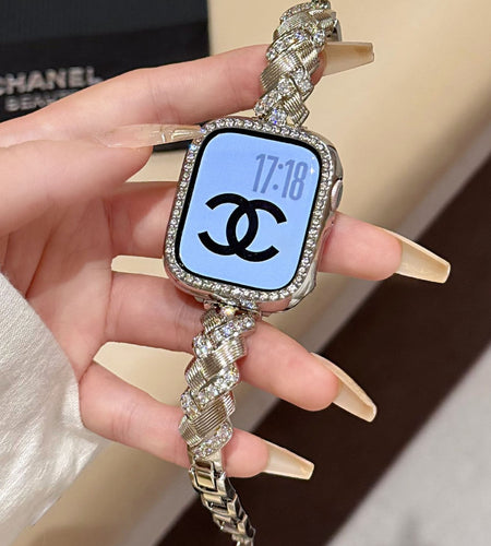 Wheat Spike Diamond-Encrusted Metal Starlight Watch Band for Apple Watch Female