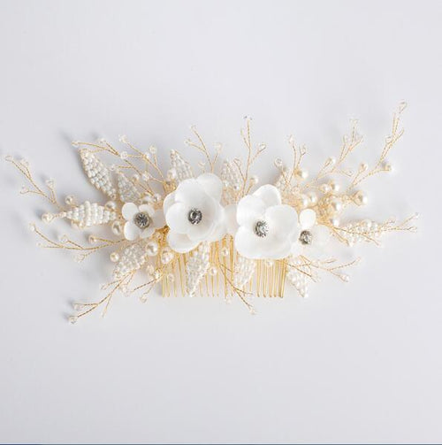 Load image into Gallery viewer, Queenco Gold Bridal Hair Comb Pearl Beads Wedding Hair Accessories Women Headpiece Girl's Hair Vine Party Hair Jewelry
