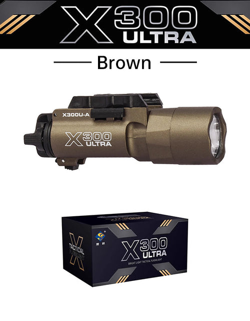 Load image into Gallery viewer, Tactica Flashlight X300-B/X300U-B/XU35: metal pistol gun strobe LED lights for 20mm rails, ideal for airsoft and hunting.
