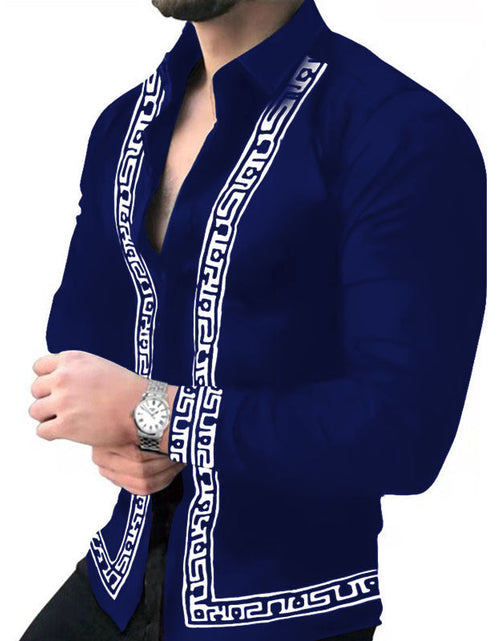 Load image into Gallery viewer, Fashionable printed middle-aged and young men's long sleeved shirt
