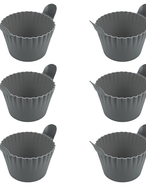Load image into Gallery viewer, 4-6 reusable silicone air fryer liners &amp; baking cups – non-stick kitchen tools for eggs, cakes, meatballs.
