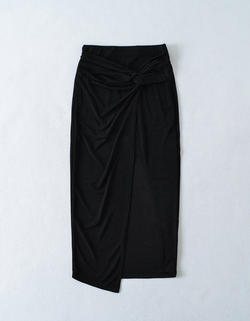 Load image into Gallery viewer, High waisted leg revealing split skirt long skirt
