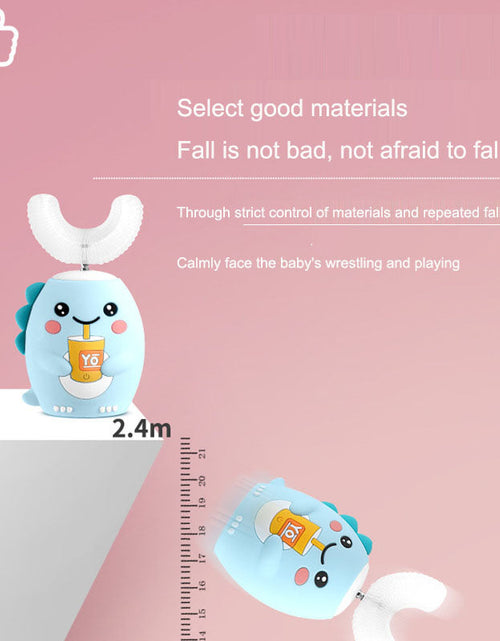 Load image into Gallery viewer, U-shaped electric toothbrush children's rechargeable 2-6-12-year-old rechargeable baby toothbrush U-shaped little dinosaur child
