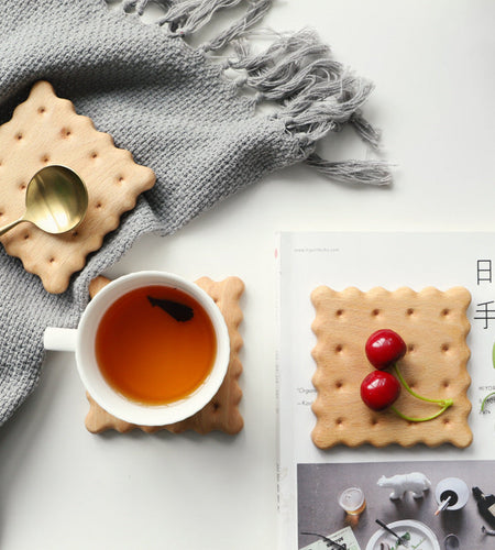 Beech Biscuit Coaster Solid Wood Tea Coaster Mug Coffee Coaster Cup Holder Creative Gift
