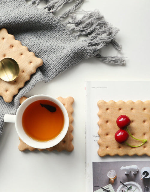 Load image into Gallery viewer, Beech Biscuit Coaster Solid Wood Tea Coaster Mug Coffee Coaster Cup Holder Creative Gift
