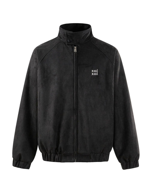 Load image into Gallery viewer, Simple Embroidery  Velvet  Stand Collar Loose Fit  Jacket Outerwear
