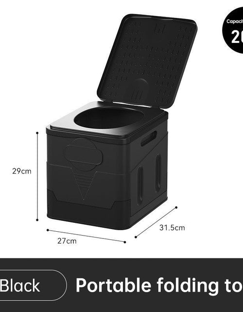 Load image into Gallery viewer, Portable folding camping toilet: adult/child use, self-contained, with lid and seat.
