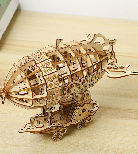 3D creative three-dimensional puzzle manual DIY wooden airship assembly tabletop decoration model children's small toy gifts