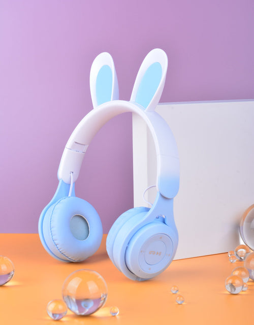 Load image into Gallery viewer, M6R Rabbit Ear Luminous Bluetooth Headset Gradient LED Online Class Children Headworn Wireless Headset
