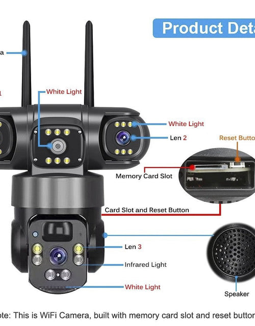 Load image into Gallery viewer, V380 360-Degree Panoramic 3-View 3-Lens Wireless WiFi/4G Solar-Powered Camera Surveillance System
