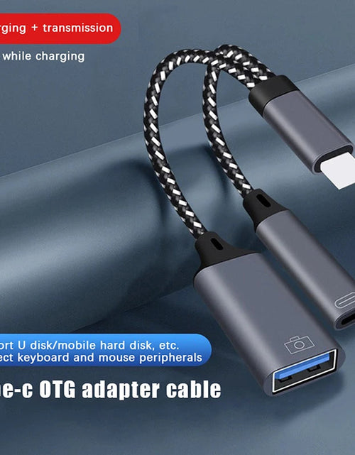 Load image into Gallery viewer, USB C OTG Cable Phone Adapter 2 In 1 Type C To USB A Adapter With PD Charging Port For Phone Laptop Tablet
