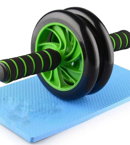Abdominal Exercise Roller - Classic Dual Wheel with Foam Handles - Includes Extra Thick Knee Pad
