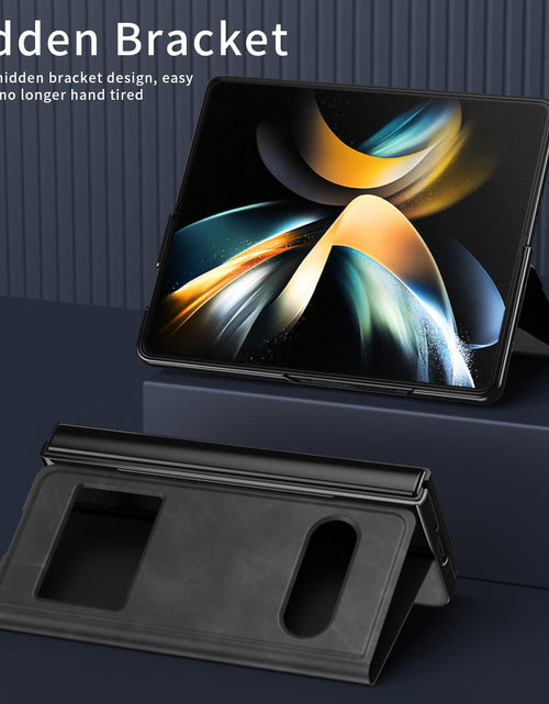 Load image into Gallery viewer, Suitable for Samsung Fold6 phone case folding FOLD5 protective case pure pigment leather 5G business full package anti drop leather case
