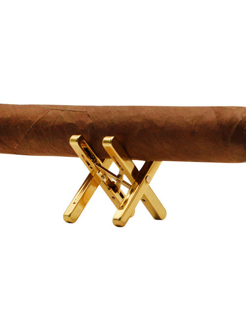Load image into Gallery viewer, Cigar shelf pure copper gold-plated folding shelf portable cigarette holder simple
