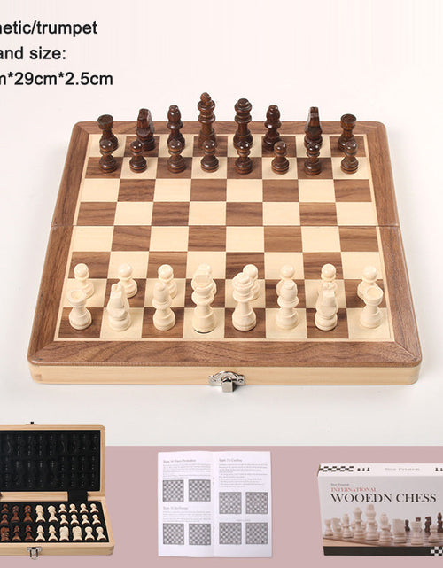 Load image into Gallery viewer, Magnetic Chess Folding Solid Wood Double Queen Set Chessboard Adult Board Game Children's Puzzle Toy
