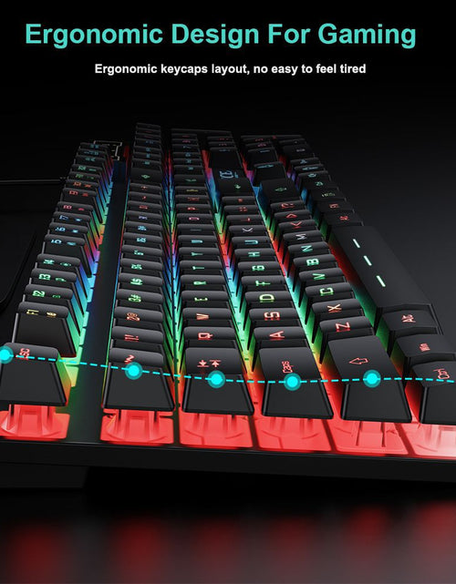 Load image into Gallery viewer, Wired gaming keyboard floating keycap rainbow backlit keyboard and mouse set AN-300
