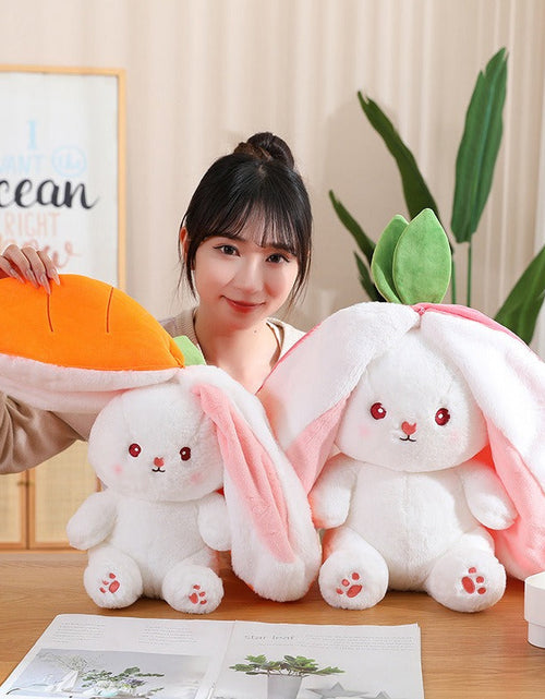 Load image into Gallery viewer, Kawaii Fruit Transfigured Bunny Plush Toy Cute Carrot Strawberry Turn Into Rabbit Plush Toy Kids Birthday Christmas Gift Muppet
