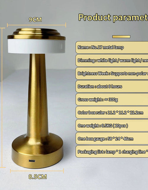 Load image into Gallery viewer, LED Retro Metal Desk Lamp USB Rechargeable Touch Desk Lamp Creative Bedside Night Light
