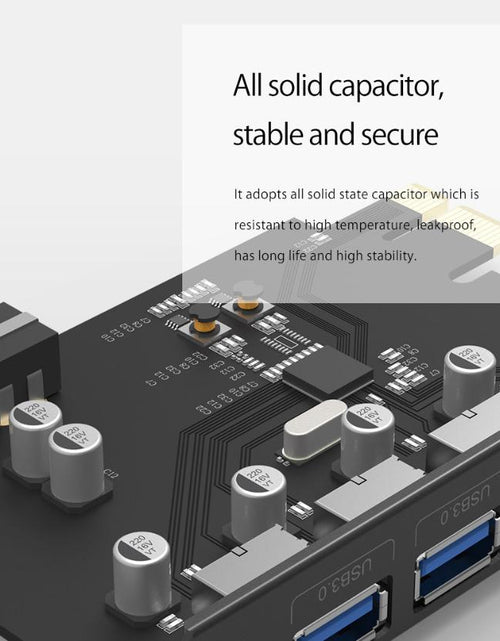 Load image into Gallery viewer, ORICO PCI-E PCI E Express Riser Card USB3.0 HUB 4 USB Ports Gigabit Ethernet Adapter with 15Pin Power Supply PCI-E Extender Card
