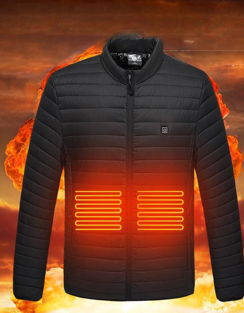 Load image into Gallery viewer, Intelligent heating cotton jacket USB charging heating cotton jacket for male and female couples Korean version warm jacket with four zones heating
