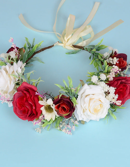 Load image into Gallery viewer, Flower garland headwear Hawaiian flower girl beautiful super fairy bride rose ring accessory

