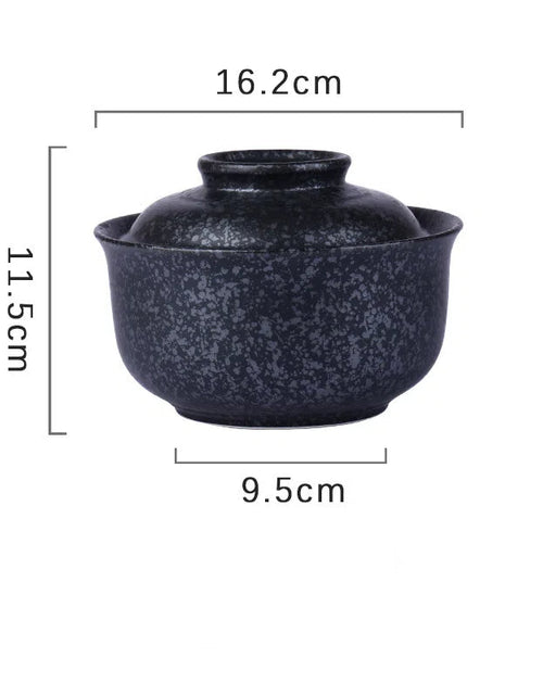 Load image into Gallery viewer, 6.5 inch instant noodles bowl with cover bento box student underglaze color ceramic suit Lamian Noodles bowl canteen tableware
