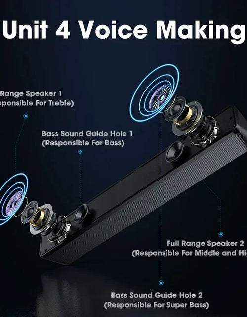 Load image into Gallery viewer, PC Soundbar Wired and Wireless Bluetooth Speaker USB Powered Soundbar for TV Pc Laptop Gaming Home Theater Surround Audio System
