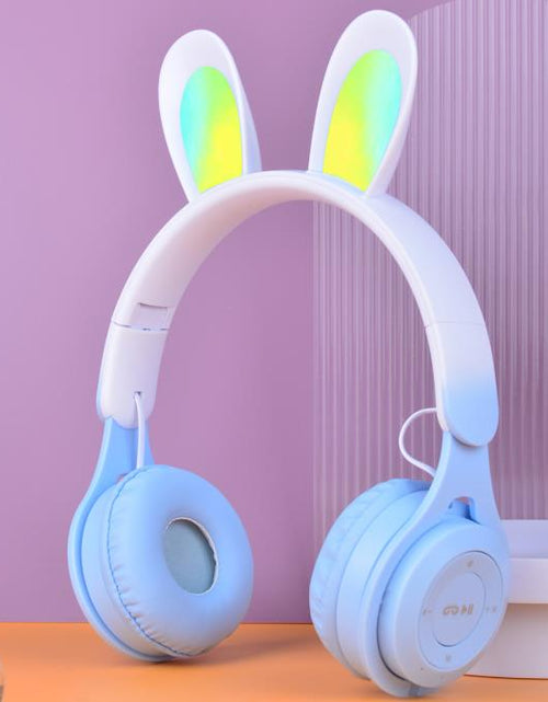 Load image into Gallery viewer, M6R Rabbit Ear Luminous Bluetooth Headset Gradient LED Online Class Children Headworn Wireless Headset
