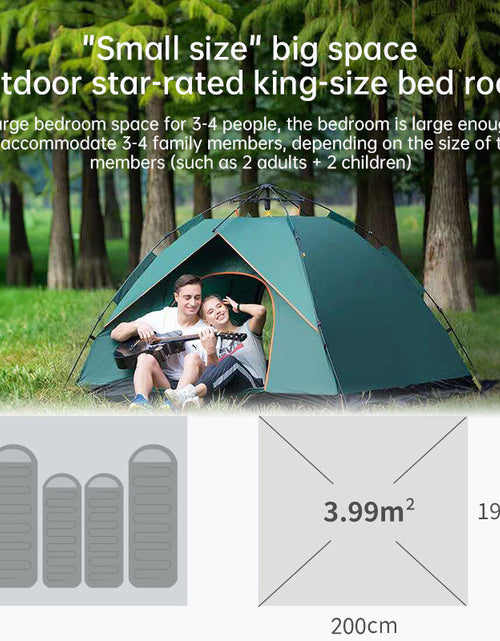 Load image into Gallery viewer, Quick-Deploy Green/White Outdoor Tent, Comfortably Accommodating 3-4 People on Camping Trips
