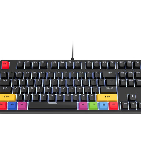 87 key wired mechanical gaming keyboard with red axis for esports and office use, with over 20 types of white light insertable shafts