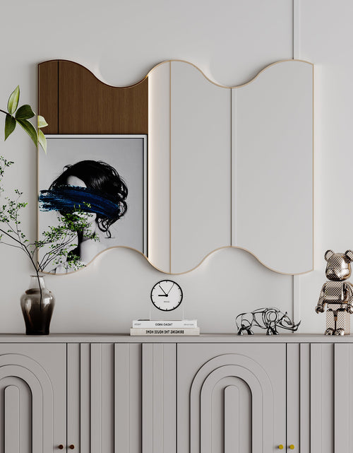 Load image into Gallery viewer, Wall Mirror 30x35 Inch Black Rectangular Mirror with 2 Wavy Sides Metal Framed Mirror Vanity Mirror Dressing Mirror
