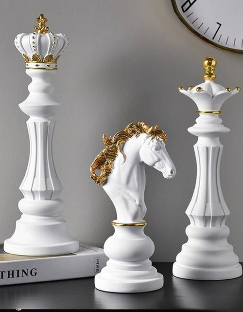 Load image into Gallery viewer, Chess resin ornaments wine cabinets kings queens warhorses chess pieces chessboards home decor
