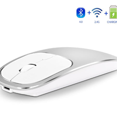Aluminum alloy dual-mode wireless Bluetooth mouse rechargeable silent infinite computer accessories
