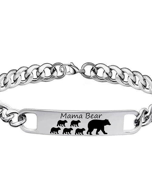 Load image into Gallery viewer, Customized 3-5 days Stainless steel Mama Bear Mother's Day gift engraved titanium steel bracelet
