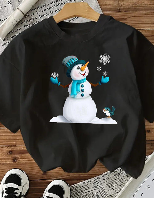Load image into Gallery viewer, Snowman Cotton Women's Short Sleeve Fashion Style Top American Christmas New Arrival

