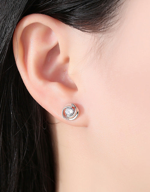 Load image into Gallery viewer, S925 pure silver rose earrings with petal shaped earrings, Korean minimalist women's mini clover rose petal earrings

