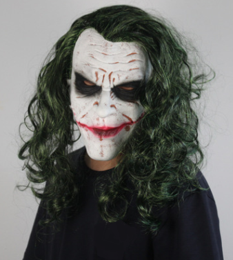 Load image into Gallery viewer, Joker Mask Cosplay Latex Masks With Green Hair Wig Scary Halloween Party Costume Props
