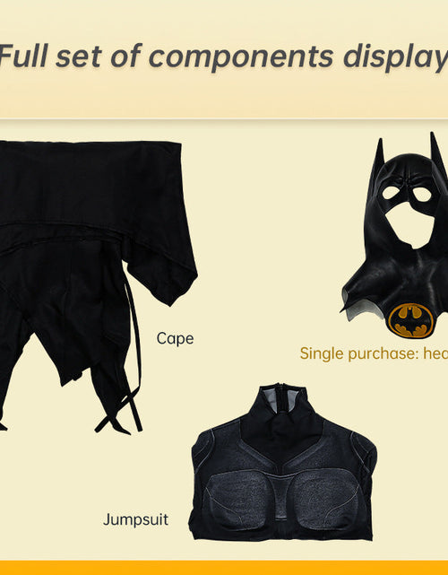 Load image into Gallery viewer, Hero Armor Outfit Michael Keaton Bruce Cosplay Costume Black Leather Jumpsuit Boots Cowl Full Set Halloween Suit Custom
